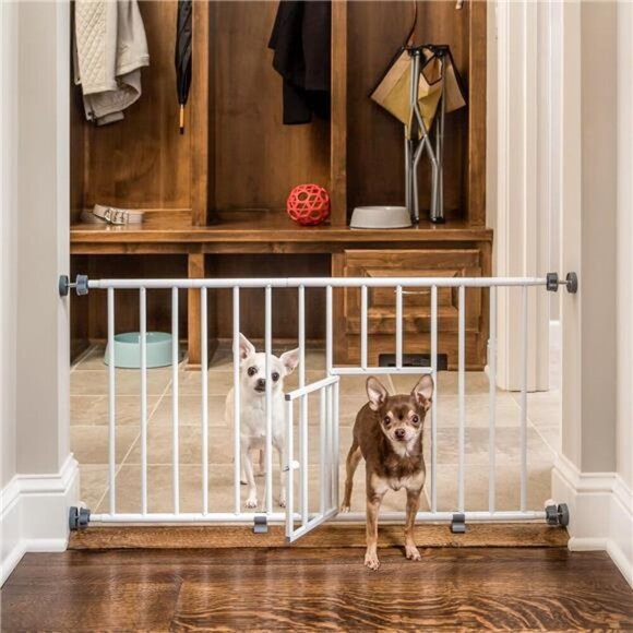 Pet Products MINI Expandable Extra Wide Pet Gate with Small Pet Door - Picture 1 of 4
